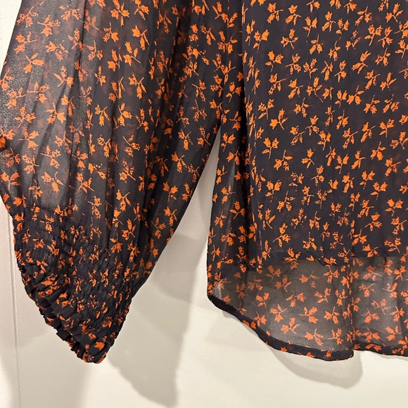 Joie Vivette Blouse Navy Blue with Red Floral Detail Blouse - Picture 4 of 6